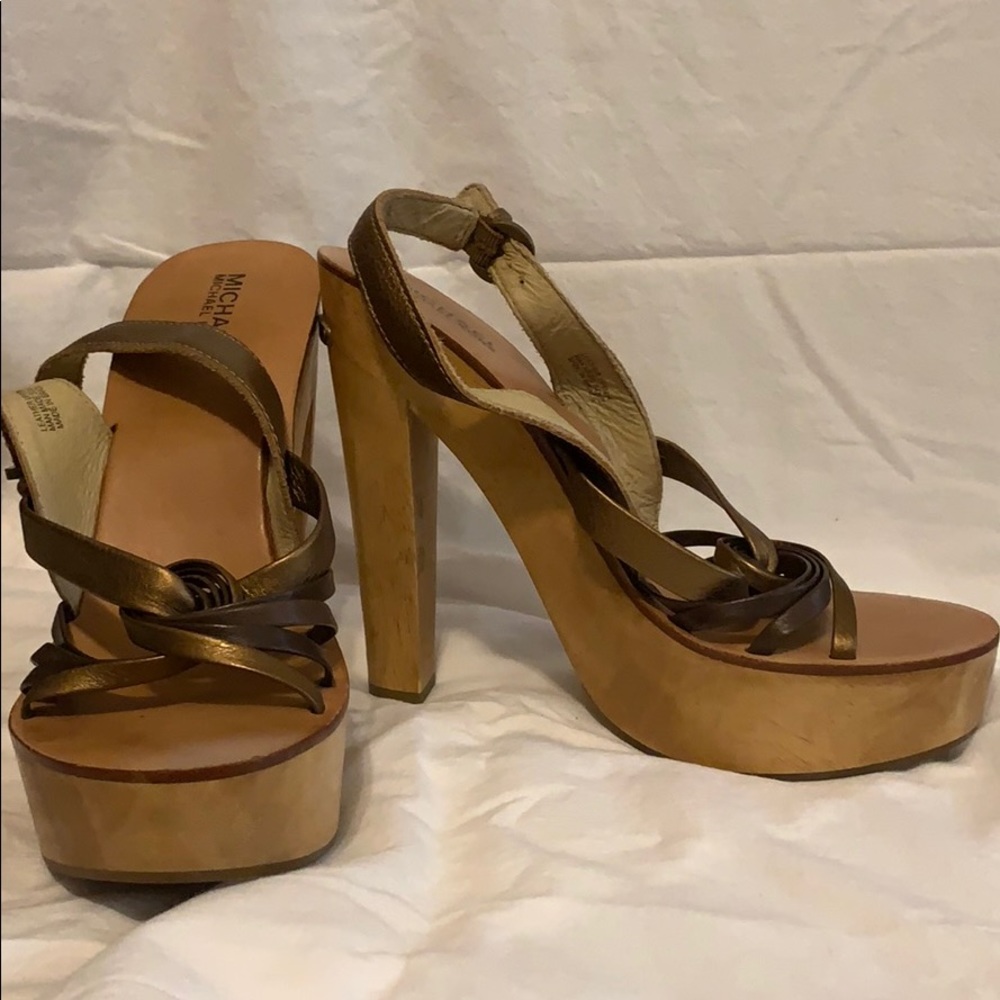 Authentic Michael Kors wooden heels